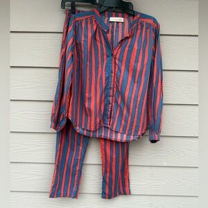 Natalie Martin batik stripe blouse and pants set( pants side S, top size XS)